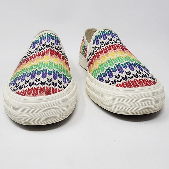 Keds Sneakers Women 10 Double Decker Fair Isle Canvas Slip-On Rainbow Arrows - Picture 5 of 11